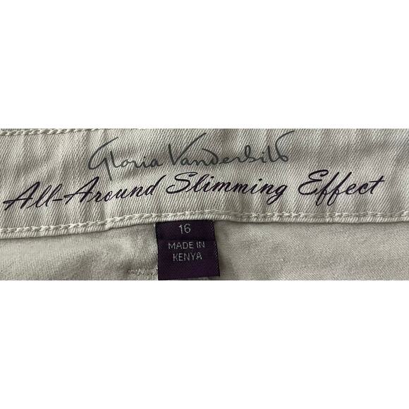 GLORIA VANDERBILT KHAKI SLIMMING CAPRIS, WOMENS, 16, BEIGE KHAKI, CUFFS W/DECOR - Picture 10 of 12